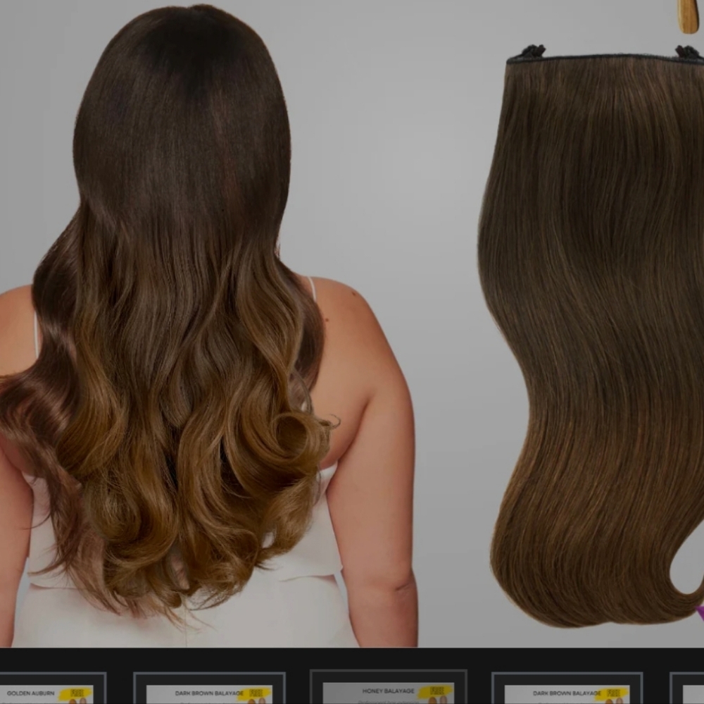 New Natural Tinas Hair Extensions Honey Brown Balayage / Wavy / 22 inch